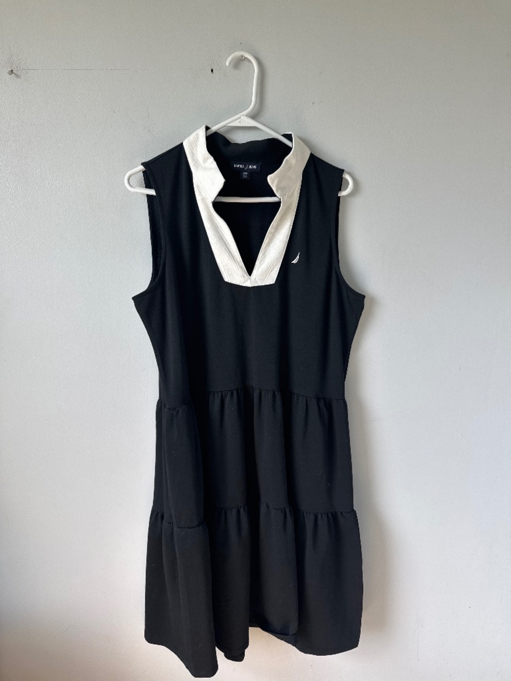 Nautica jeans, banded collar, V-neck dress